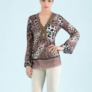 NWT Hale Bob Cabana Silk Leopard Tunic Top Sz S